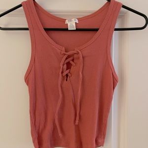 Coral crop top tank top tie front size small